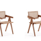 Manhattan Comfort Hamlet Industry Chic Wood Armchair in Natural - Set of 2