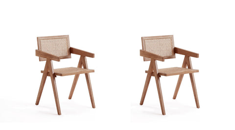 Manhattan Comfort Hamlet Industry Chic Wood Armchair in Natural - Set of 2
