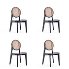 Manhattan Comfort Versailles Industry Chic Wood Dining Chair in Black and Natural - Set of 4