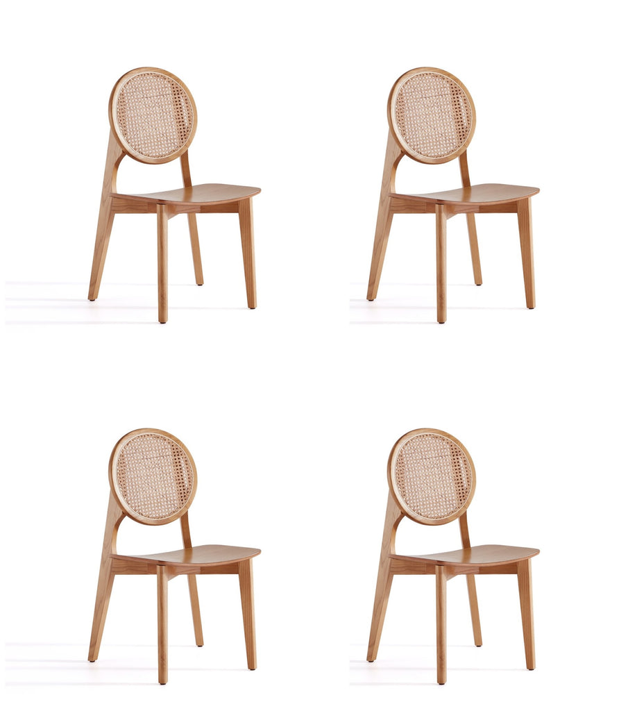 Manhattan Comfort Versailles Industry Chic Wood Dining Chair in Natural - Set of 4