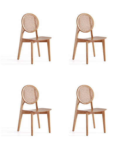 Manhattan Comfort Versailles Industry Chic Wood Dining Chair in Natural - Set of 4