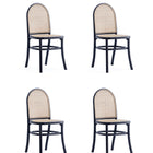 Manhattan Comfort Paragon Industry Chic Cane Back Wood Upholstered Dining Chair in Black and Gray - Set of 4