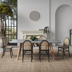Manhattan Comfort Paragon Industry Chic Cane Back Wood Upholstered Dining Chair in Black and Gray - Set of 4 - 2-DCCA12-BK