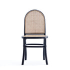 Manhattan Comfort Paragon Industry Chic Cane Back Wood Upholstered Dining Chair in Black and Gray - Set of 4 - 2-DCCA12-BK