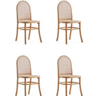 Manhattan Comfort Paragon Industry Chic Cane Back Wood Upholstered Dining Chair in Oatmeal - Set of 4