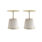 Manhattan Comfort Anderson Modern Metal Top Upholstered End Table in Cream - Set of 2