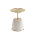 Manhattan Comfort Anderson Modern Metal Top Upholstered End Table in Cream - Set of 2