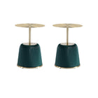 Manhattan Comfort Anderson Modern Metal Top Upholstered End Table in Green - Set of 2