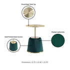 Manhattan Comfort Anderson Modern Metal Top Upholstered End Table in Green - Set of 2