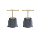 Manhattan Comfort Anderson Modern Metal Top Upholstered End Table in Gray - Set of 2