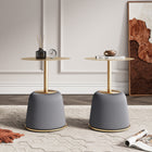 Manhattan Comfort Anderson Modern Metal Top Upholstered End Table in Gray - Set of 2