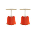 Manhattan Comfort Anderson Modern Metal Top Upholstered End Table in Orange - Set of 2
