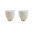 Manhattan Comfort Anderson Modern Sintered Stone Top Upholstered End Table in Cream - Set of 2