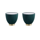Manhattan Comfort Anderson Modern Sintered Stone Top Upholstered End Table in Green - Set of 2