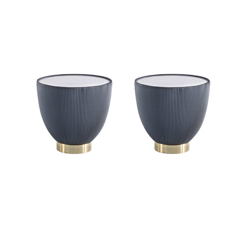 Manhattan Comfort Anderson Modern Sintered Stone Top Upholstered End Table in Gray - Set of 2