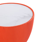 Manhattan Comfort Anderson Modern Sintered Stone Top Upholstered End Table in Orange - Set of 2