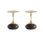 Manhattan Comfort Patchin Modern End Table in Brown and Gold - Set of 2