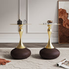 Manhattan Comfort Patchin Modern End Table in Brown and Gold - Set of 2