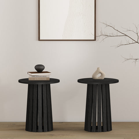 Manhattan Comfort Layla Scandinavian Modern End Table in Black - Set of 2
