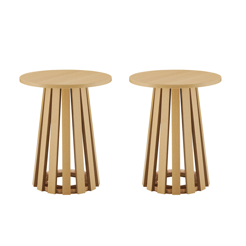 Manhattan Comfort Layla Scandinavian Modern End Table in Light Oak - Set of 2