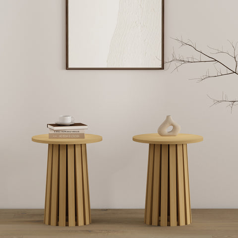 Manhattan Comfort Layla Scandinavian Modern End Table in Light Oak - Set of 2