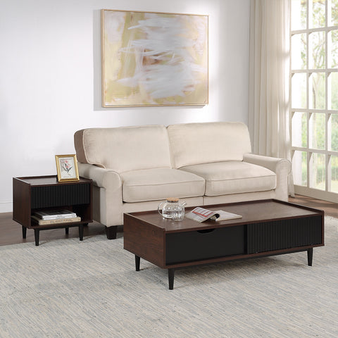 Manhattan Comfort Duane Mid-Century Modern 2-Piece Coffee Table & End Table Set in Black