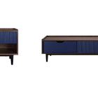 Manhattan Comfort Duane Mid-Century Modern 2-Piece Coffee Table & End Table Set in Navy Blue