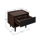 Manhattan Comfort Duane Mid-Century Modern 20" Fluted Nightstand in Black (1-Drawer) - Set of 2