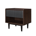 Manhattan Comfort Duane Mid-Century Modern 20" Fluted Nightstand in Black (1-Drawer) - Set of 2