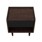 Manhattan Comfort Duane Mid-Century Modern 20" Fluted Nightstand in Black (1-Drawer) - Set of 2