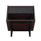 Manhattan Comfort Duane Mid-Century Modern 20" Fluted Nightstand in Black (1-Drawer) - Set of 2