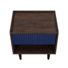 Manhattan Comfort Duane Mid-Century Modern 20" Fluted Nightstand in Navy Blue (1-Drawer) - Set of 2