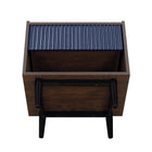 Manhattan Comfort Duane Mid-Century Modern 20" Fluted Nightstand in Navy Blue (1-Drawer) - Set of 2