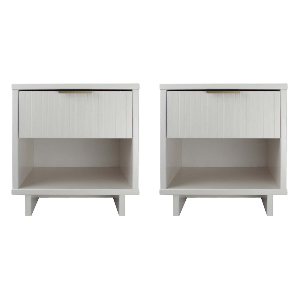 Manhattan Comfort Granville Modern 18" Nightstand in White (1-Drawer) - Set of 2