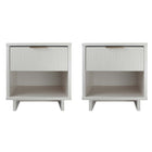 Manhattan Comfort Granville Modern 18" Nightstand in White (1-Drawer) - Set of 2