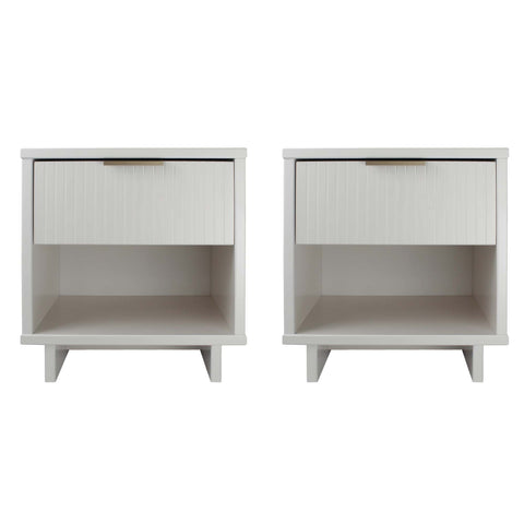 Manhattan Comfort Granville Modern 18" Nightstand in White (1-Drawer) - Set of 2