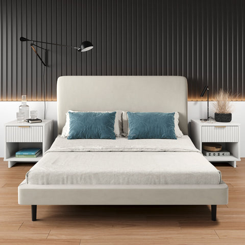 Manhattan Comfort Granville Modern 18" Nightstand in White (1-Drawer) - Set of 2