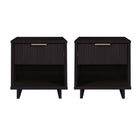 Manhattan Comfort Granville Modern 18" Nightstand in Black (1-Drawer) - Set of 2