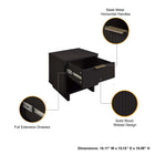 Manhattan Comfort Granville Modern 18" Nightstand in Black (1-Drawer) - Set of 2