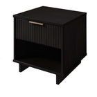 Manhattan Comfort Granville Modern 18" Nightstand in Black (1-Drawer) - Set of 2