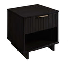 Manhattan Comfort Granville Modern 18" Nightstand in Black (1-Drawer) - Set of 2