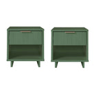 Manhattan Comfort Granville Modern 18" Nightstand in Sage Green (1-Drawer) - Set of 2