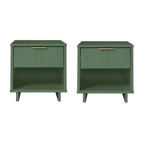 Manhattan Comfort Granville Modern 18" Nightstand in Sage Green (1-Drawer) - Set of 2