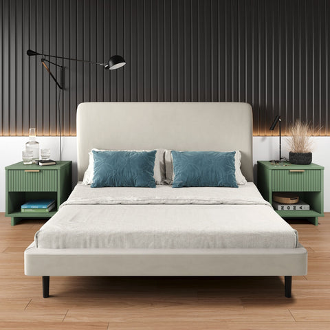 Manhattan Comfort Granville Modern 18" Nightstand in Sage Green (1-Drawer) - Set of 2