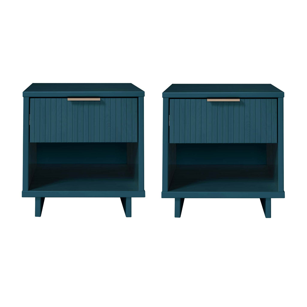 Manhattan Comfort Granville Modern 18" Nightstand in Midnight Blue (1-Drawer) - Set of 2