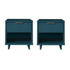 Manhattan Comfort Granville Modern 18" Nightstand in Midnight Blue (1-Drawer) - Set of 2