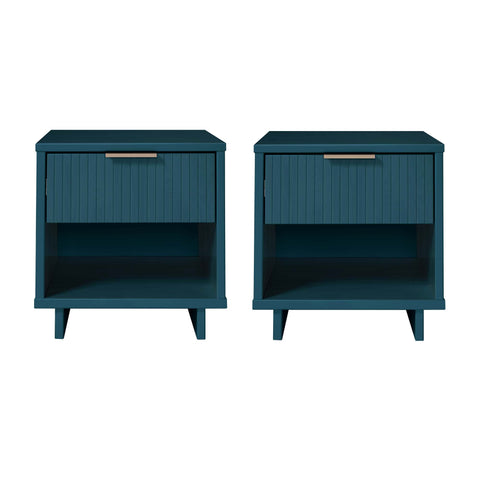 Manhattan Comfort Granville Modern 18" Nightstand in Midnight Blue (1-Drawer) - Set of 2