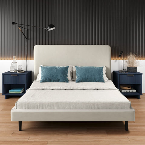 Manhattan Comfort Granville Modern 18" Nightstand in Midnight Blue (1-Drawer) - Set of 2