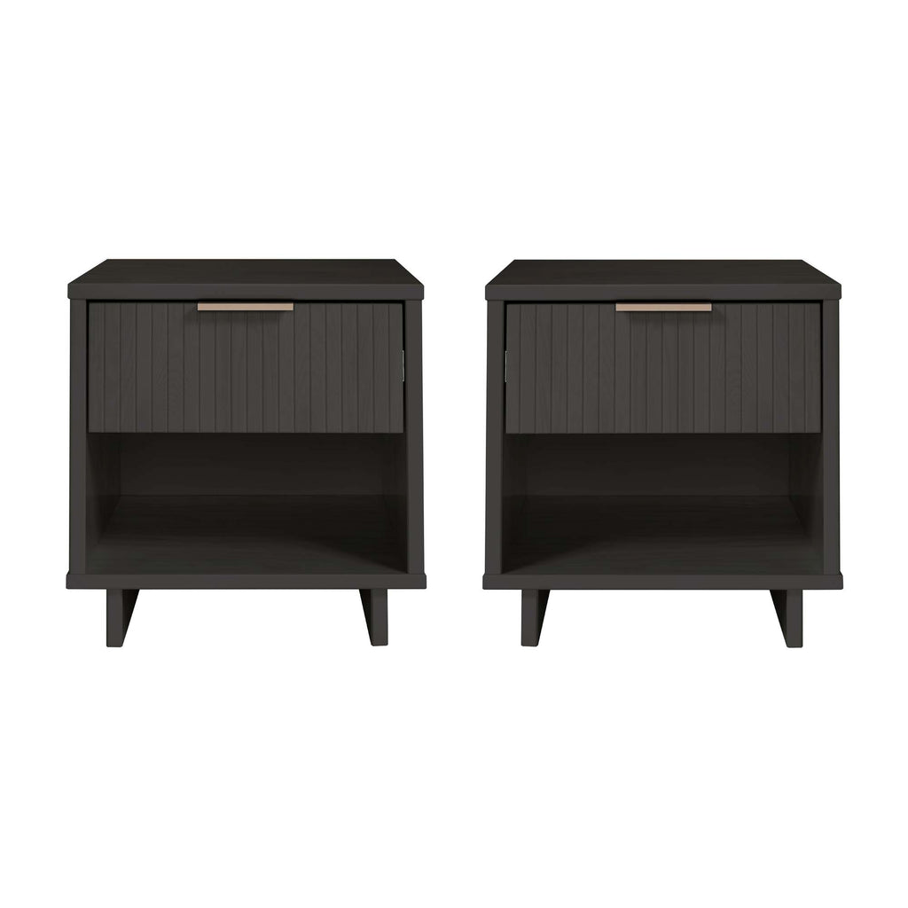 Manhattan Comfort Granville Modern 18" Nightstand in Charcoal Gray (1-Drawer) - Set of 2