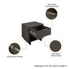 Manhattan Comfort Granville Modern 18" Nightstand in Charcoal Gray (1-Drawer) - Set of 2